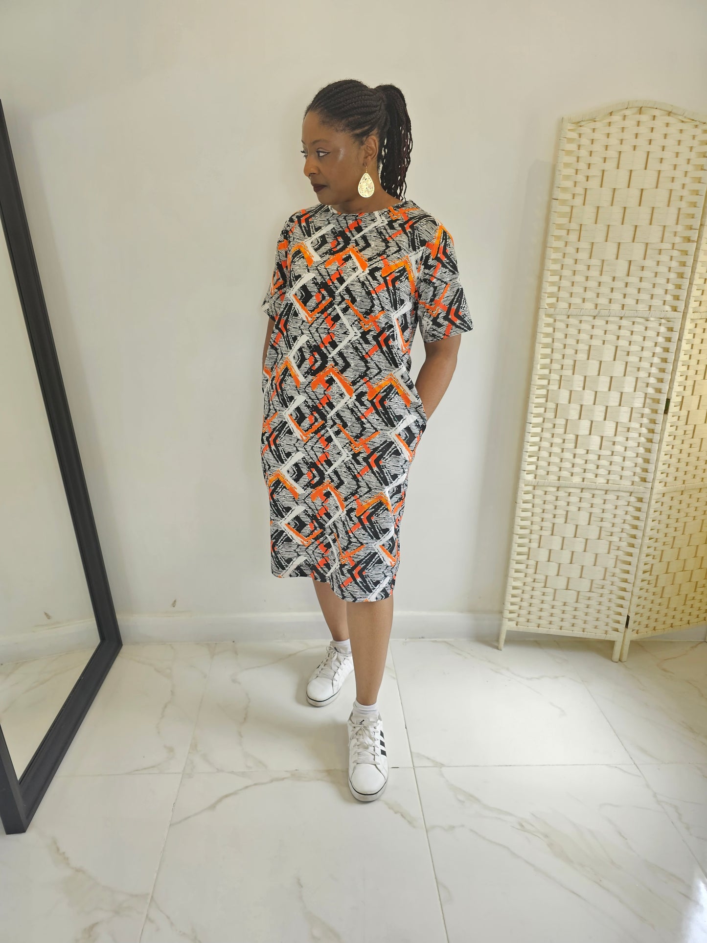 Vibrant coloured 100% cotton African print Ankara dress. Beautifully made summer dress in all sizes.