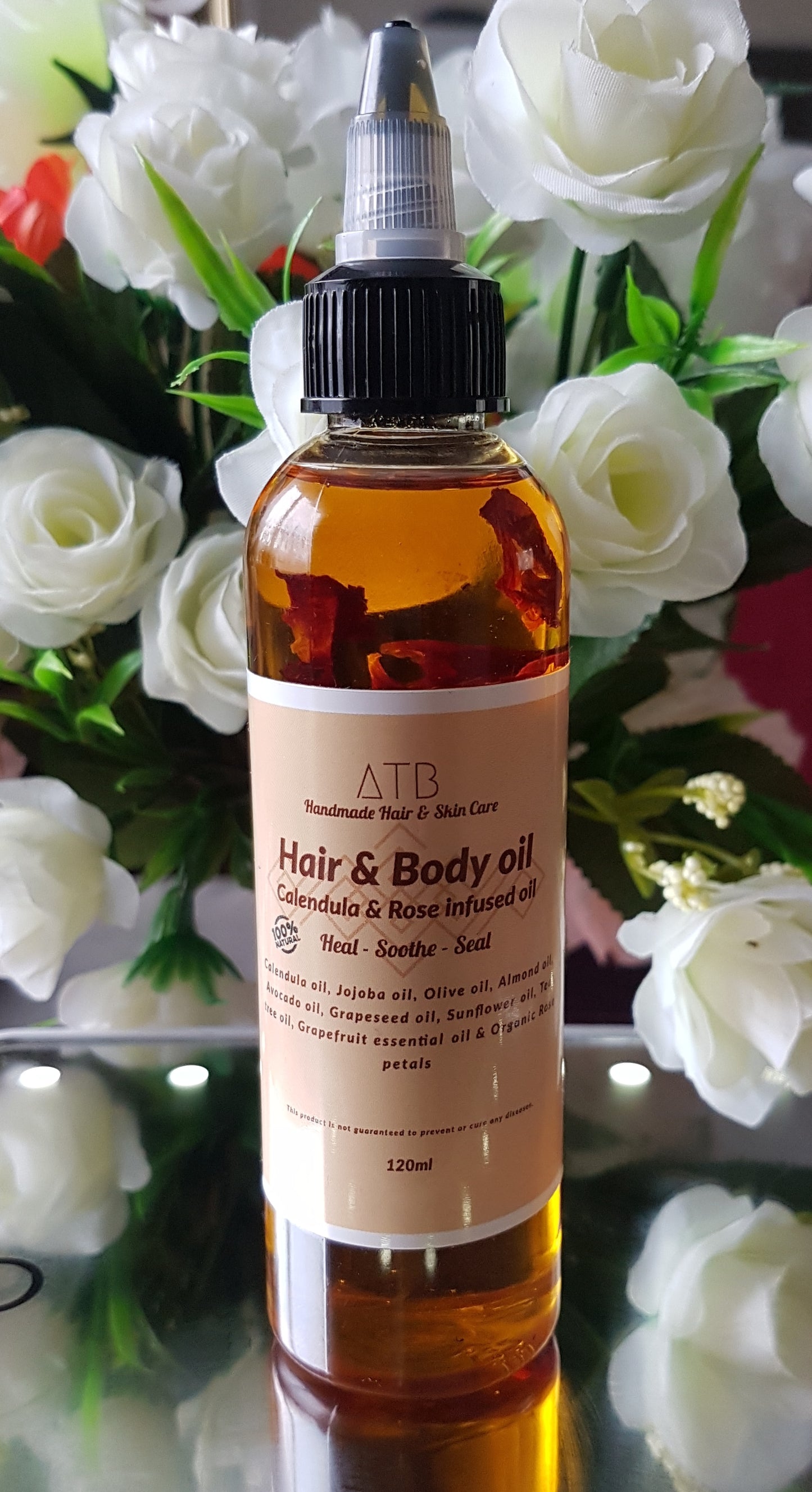 ATB Calendula and Rose petals infused oil for hair & body