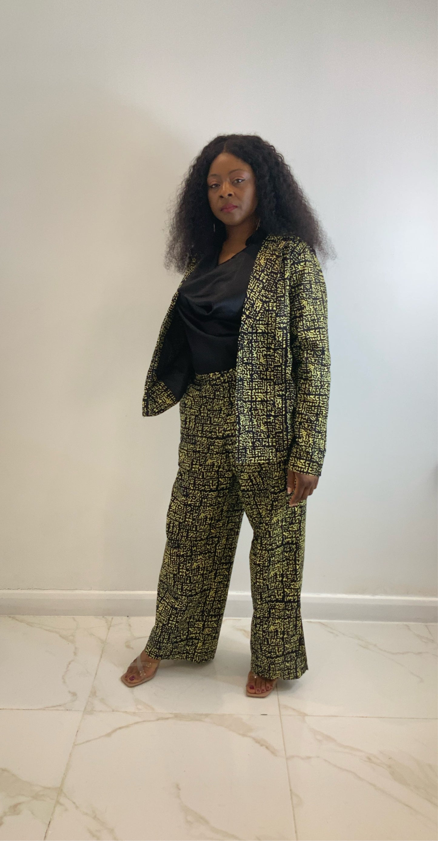 AFRICAN PRINT OVERSIZE GRACIE JACKET, BLOUSE AND TROUSER SET